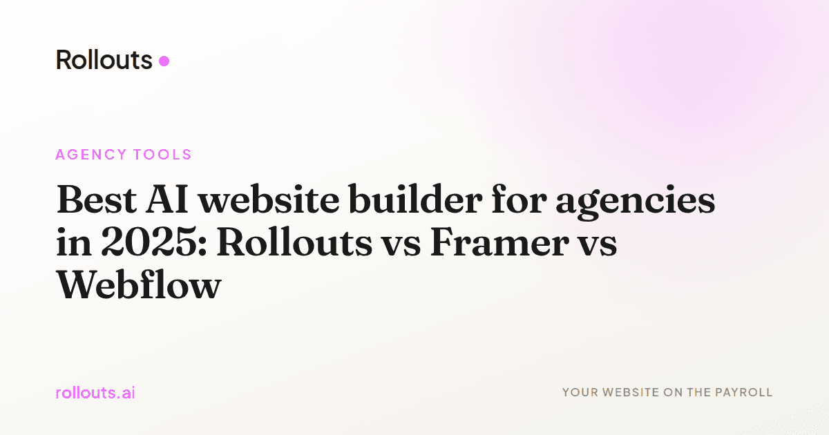 Best AI website builder for agencies in 2025: Rollouts vs Framer vs Webflow
